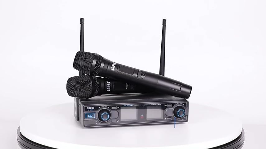 SGPRO D-332HH Dual Handheld UHF Sistema de micrófono inalámbrico |...
