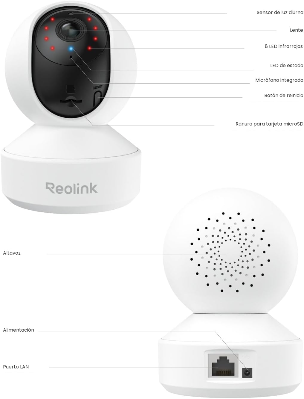 Cámara de seguridad para interiores, Reolink E1 Pro cámara de WiFi...
