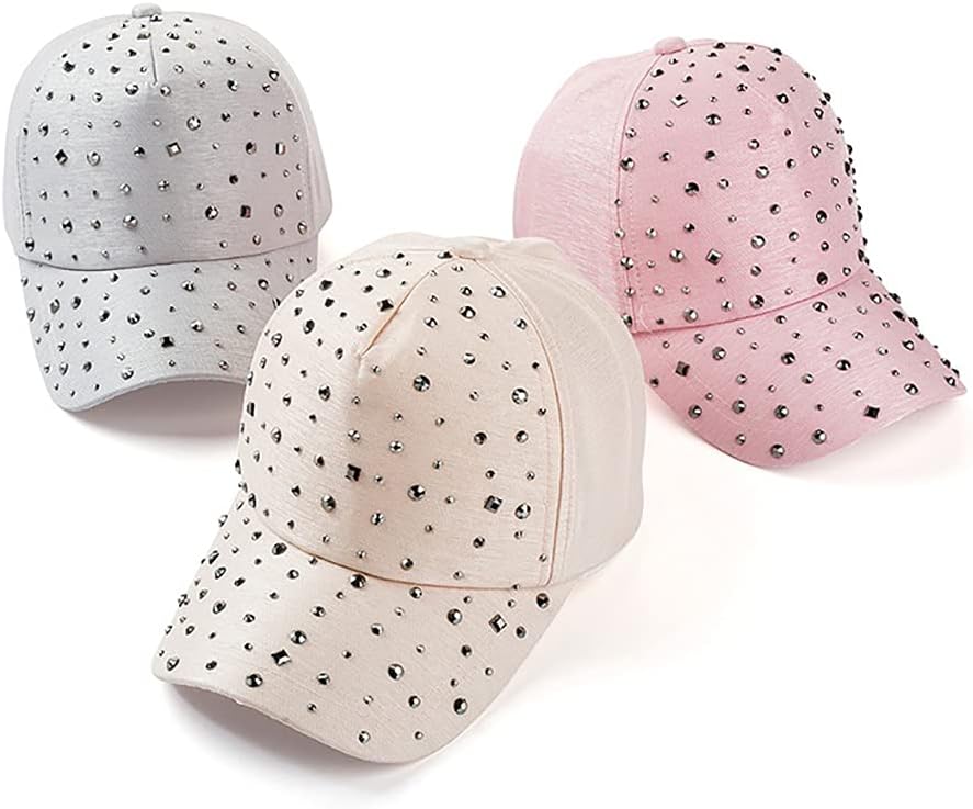 Gudessly Gorra de béisbol ajustable transpirable con diamantes de i...