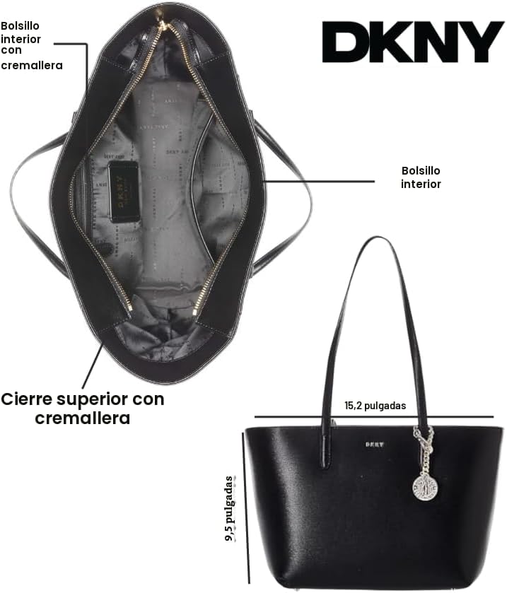 DKNY - Bolso de mano mediano de cuero para mujer Bryant | 15,2 pulg...