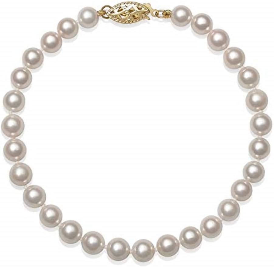 Belacqua Pulsera de perlas cultivadas de agua dulce blancas de cali...