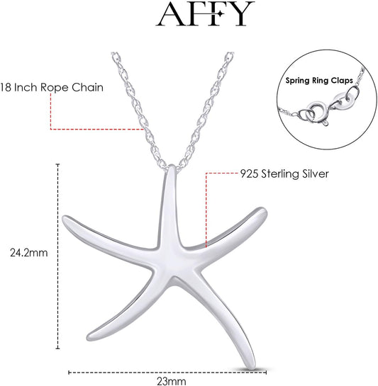 AFFY Collar con colgante de estrella de mar en oro de 14 quilates s...