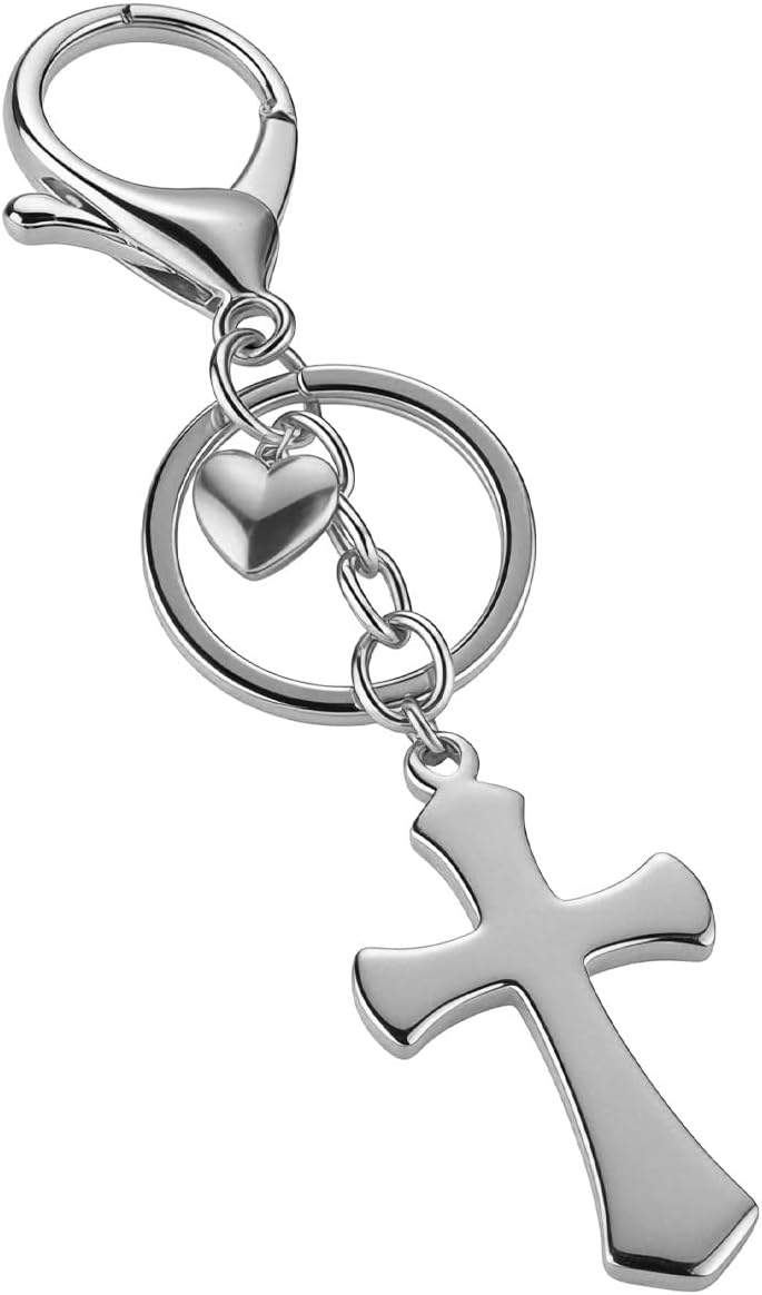 Rikhiua Llavero de cruz con corazón, regalo religioso cristiano de...