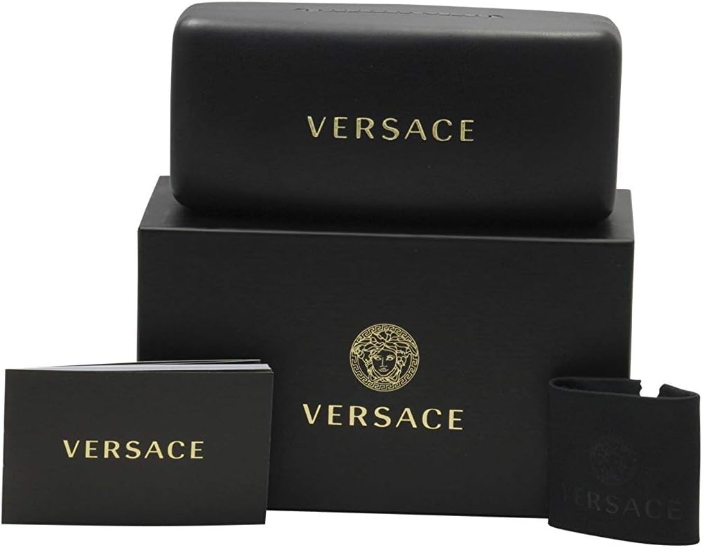 Versace - Gafas de sol para hombre, marco negro, lentes grises oscu...