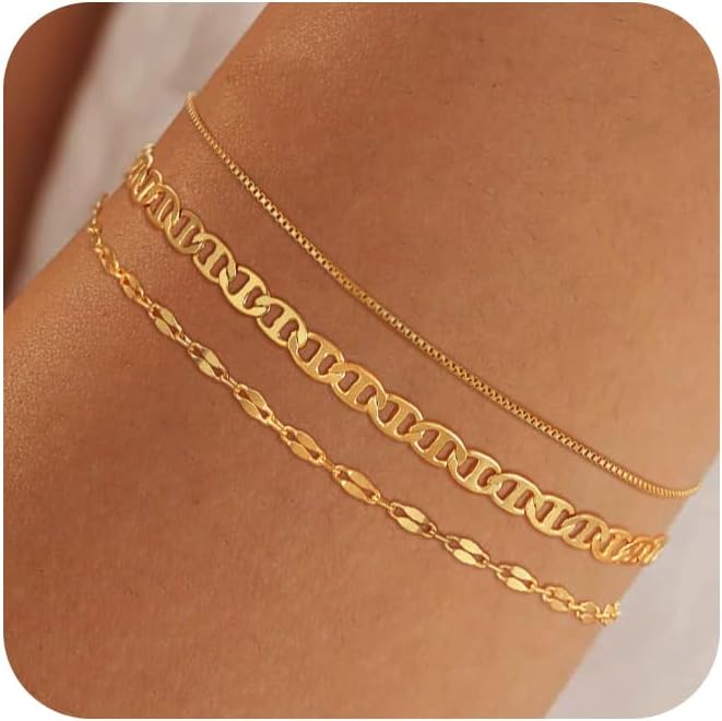 MBW Pulseras chapadas en plata para mujer, delicadas pulseras de pl...