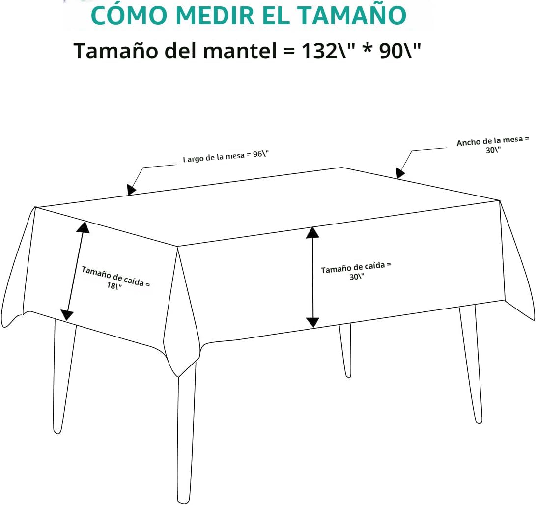 Surmente Mantel negro de 90 x 132 pulgadas para mesas rectangulares...