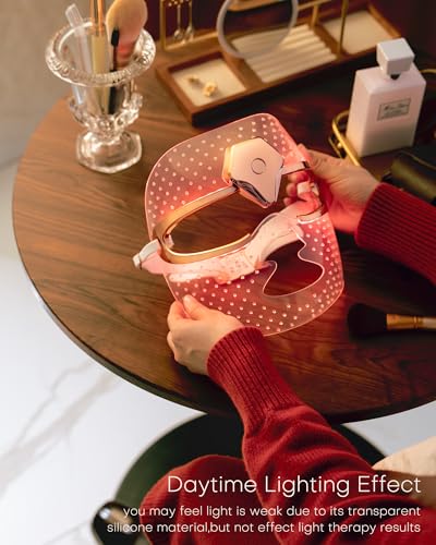 Máscara de terapia de luz roja inalámbrica para cara, luz roja de 6...