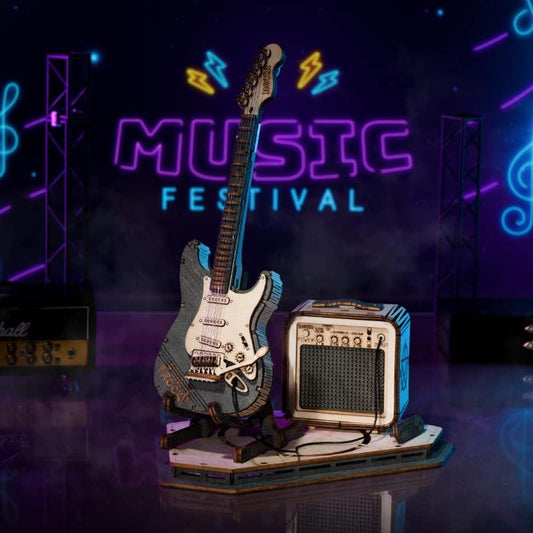 ROKR Rompecabezas 3D de madera para guitarra de adultos, kit de mod...