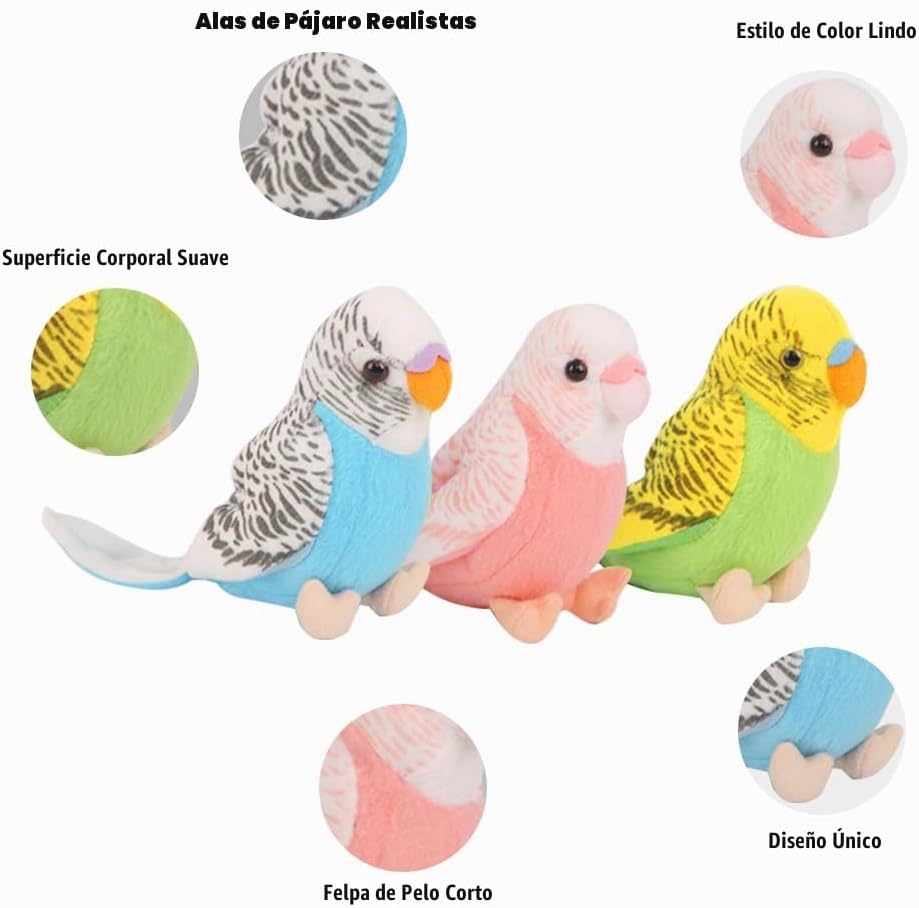 WQY GroceryShop Juguete de peluche de periquito, 3 piezas, 5.5 pulg...