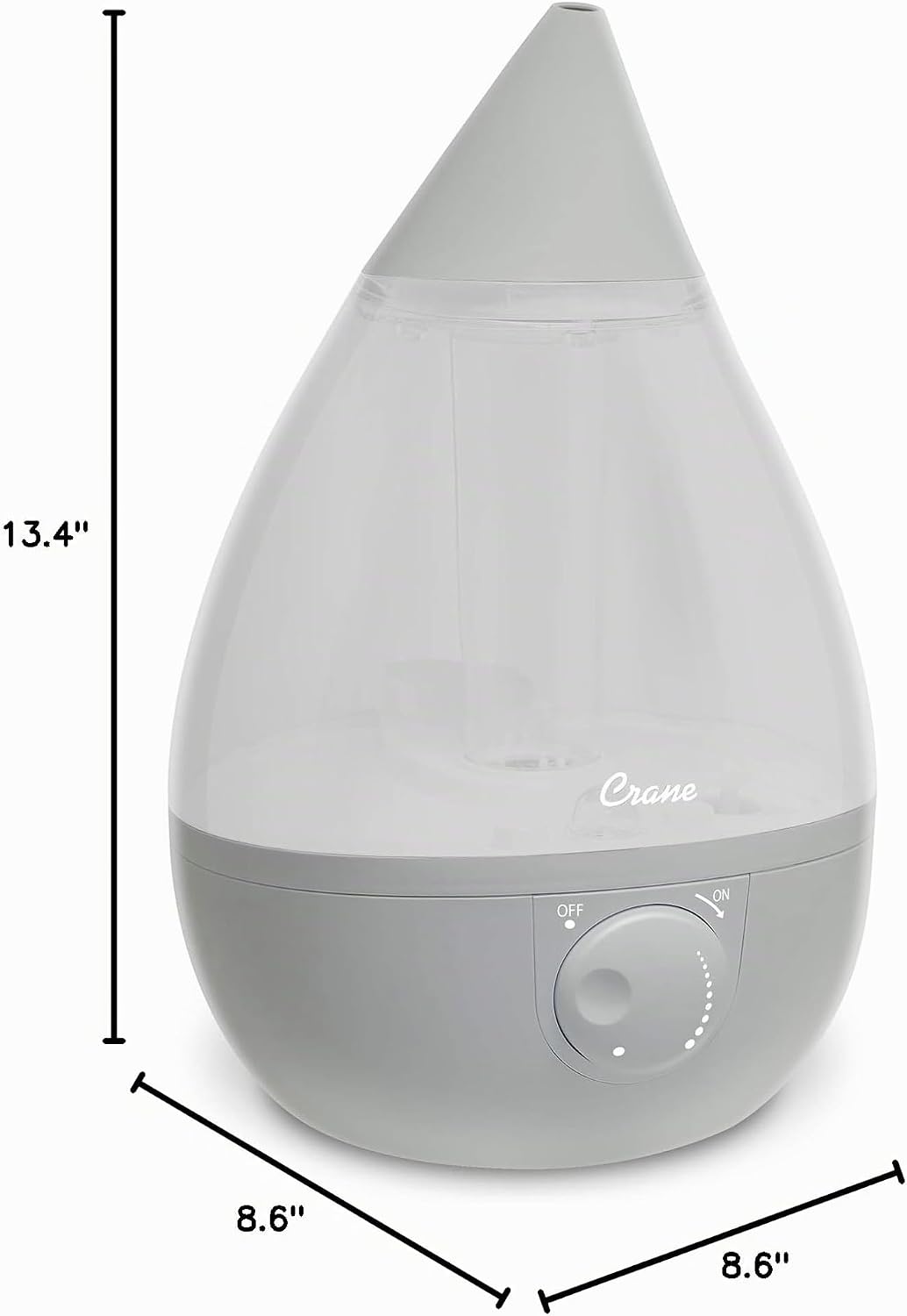 Crane Humidificador ultrasónico de niebla fría en forma de lágrima,...