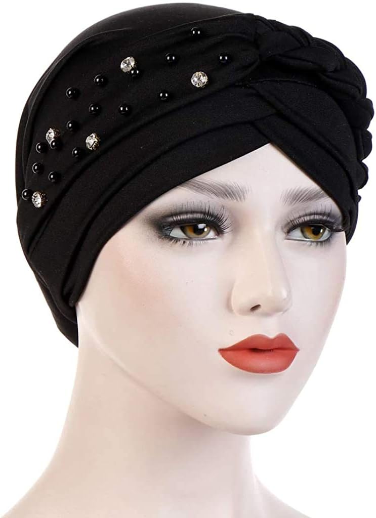 Turbante para mujeres y niñas, turbante de perlas con diamantes de...