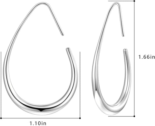 Aretes de aro ligeros con forma de lágrima para mujer, chapados en...