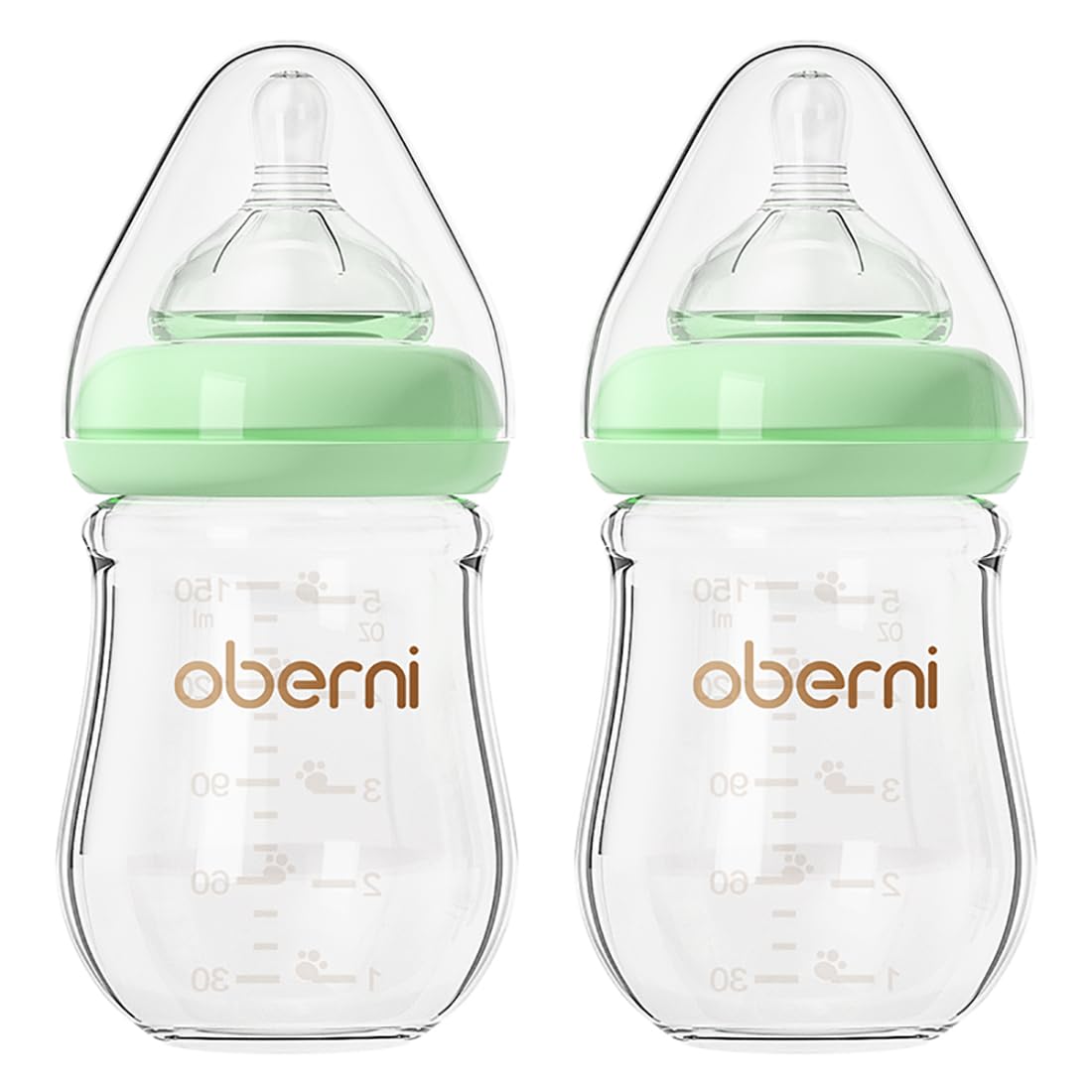 Oberni Biberones de cristal para bebé, biberón anticólico para lact...