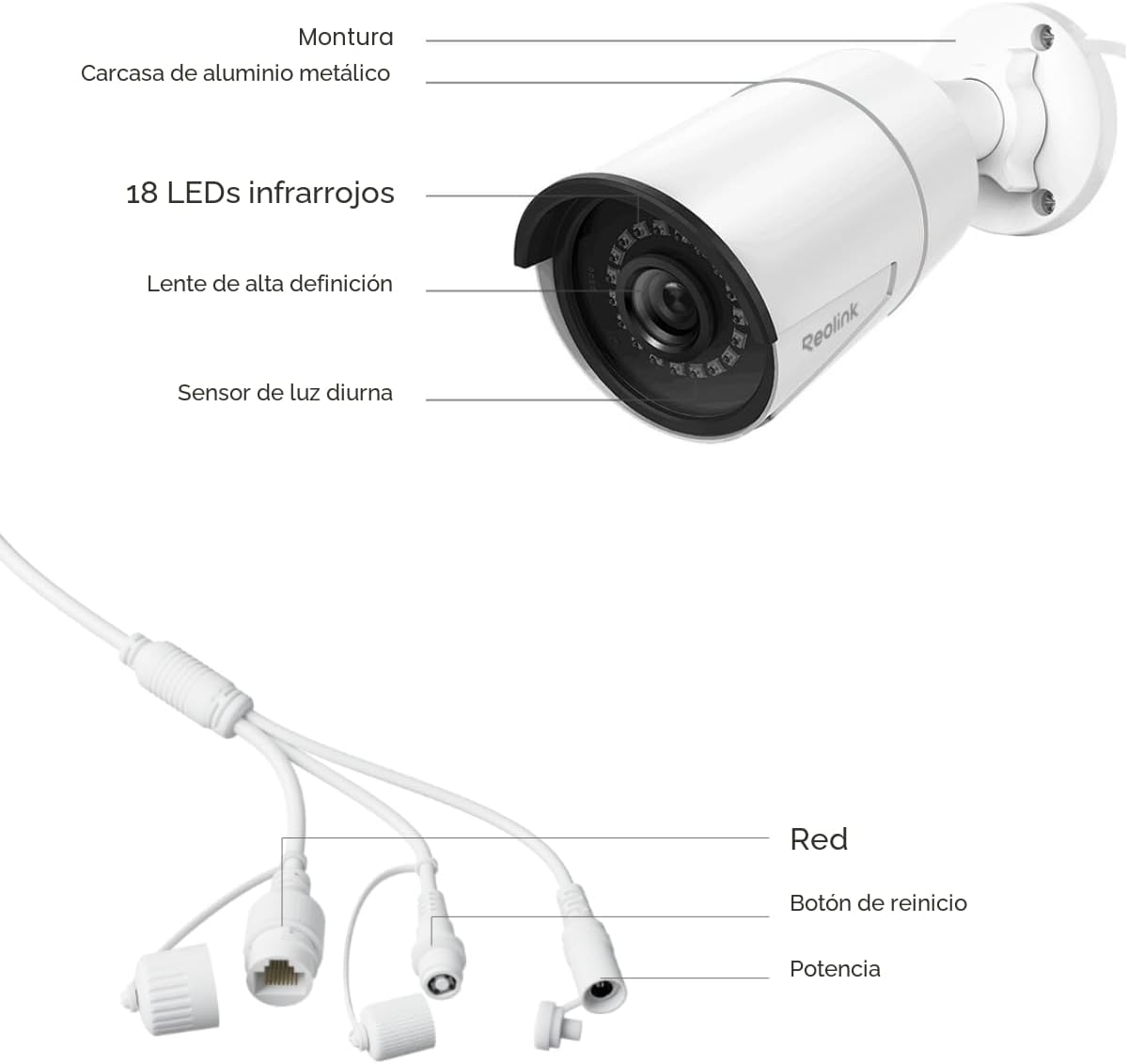 REOLINK Cámara de seguridad PoE de 5MP RLC-510A, visión nocturna IR...