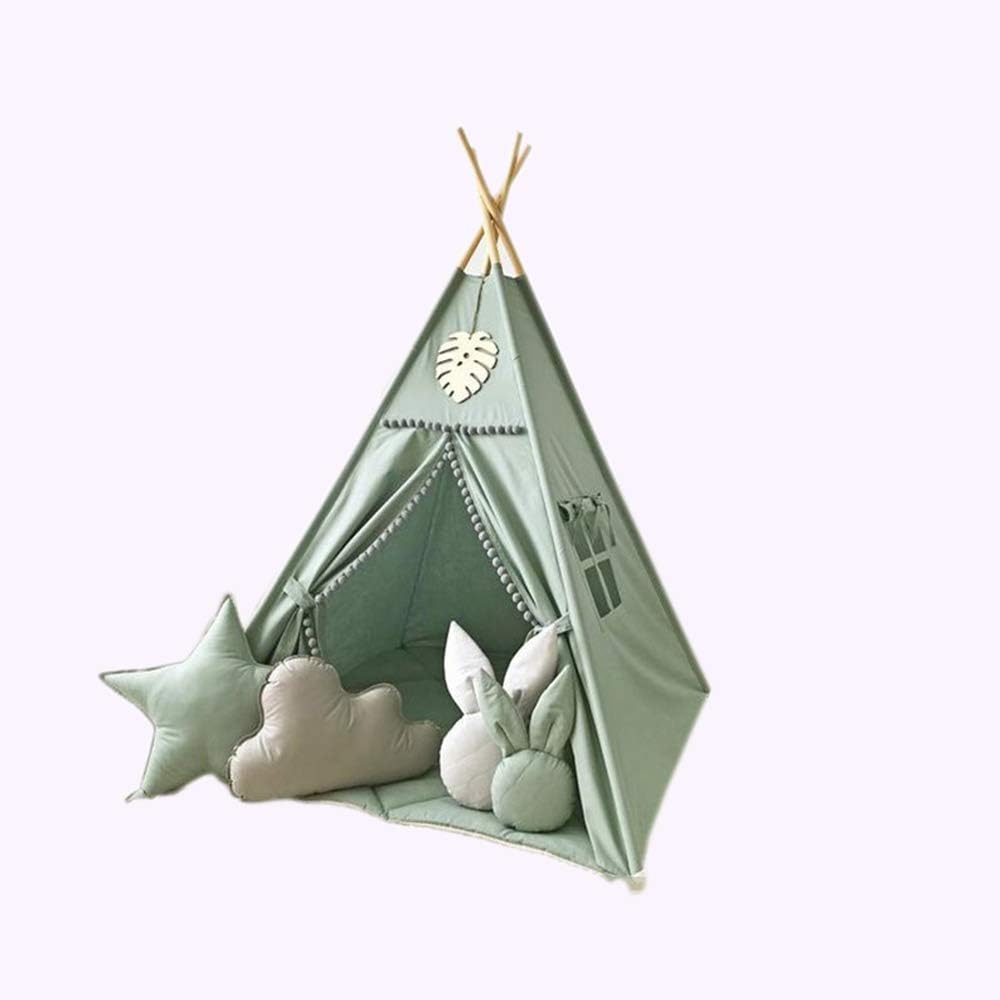 RONGFA Tienda de campaña para niños con pompón blanco, tipi de jueg...