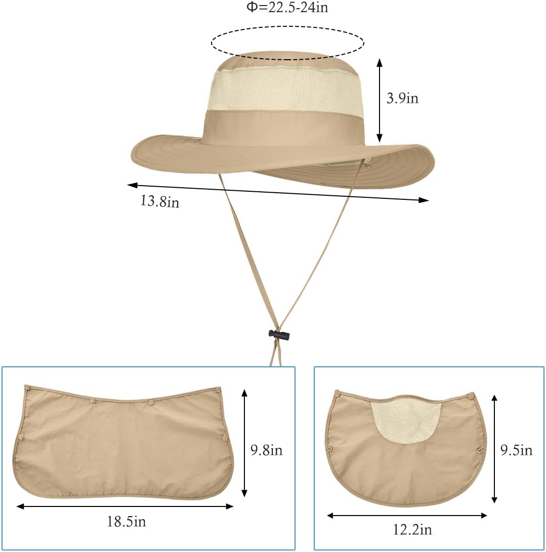 Paquete de 3 sombreros de pesca de ala ancha para hombre, protecció...