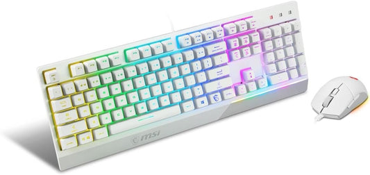 MSI Vigor GK30 Combo Blanco, Teclado para Juegos GK30 RGB de 6 Zona...