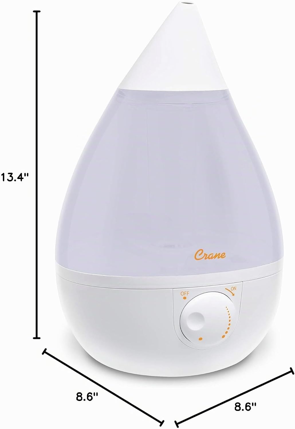 Crane White Drop Humidificador ultrasónico de lágrima de niebla frí...