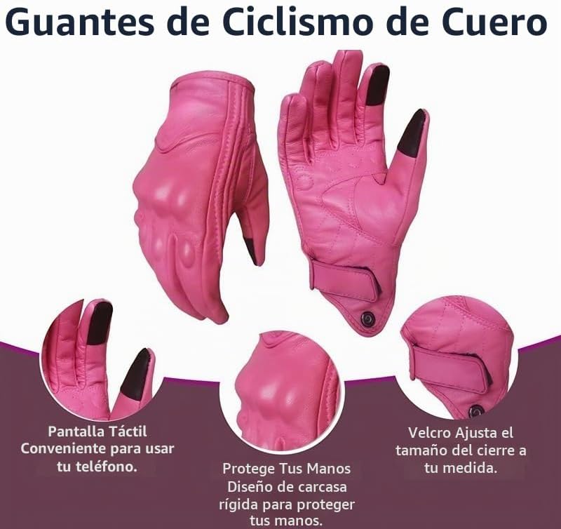 shamofeng Guantes de cuero para motocicleta con pantalla táctil de...