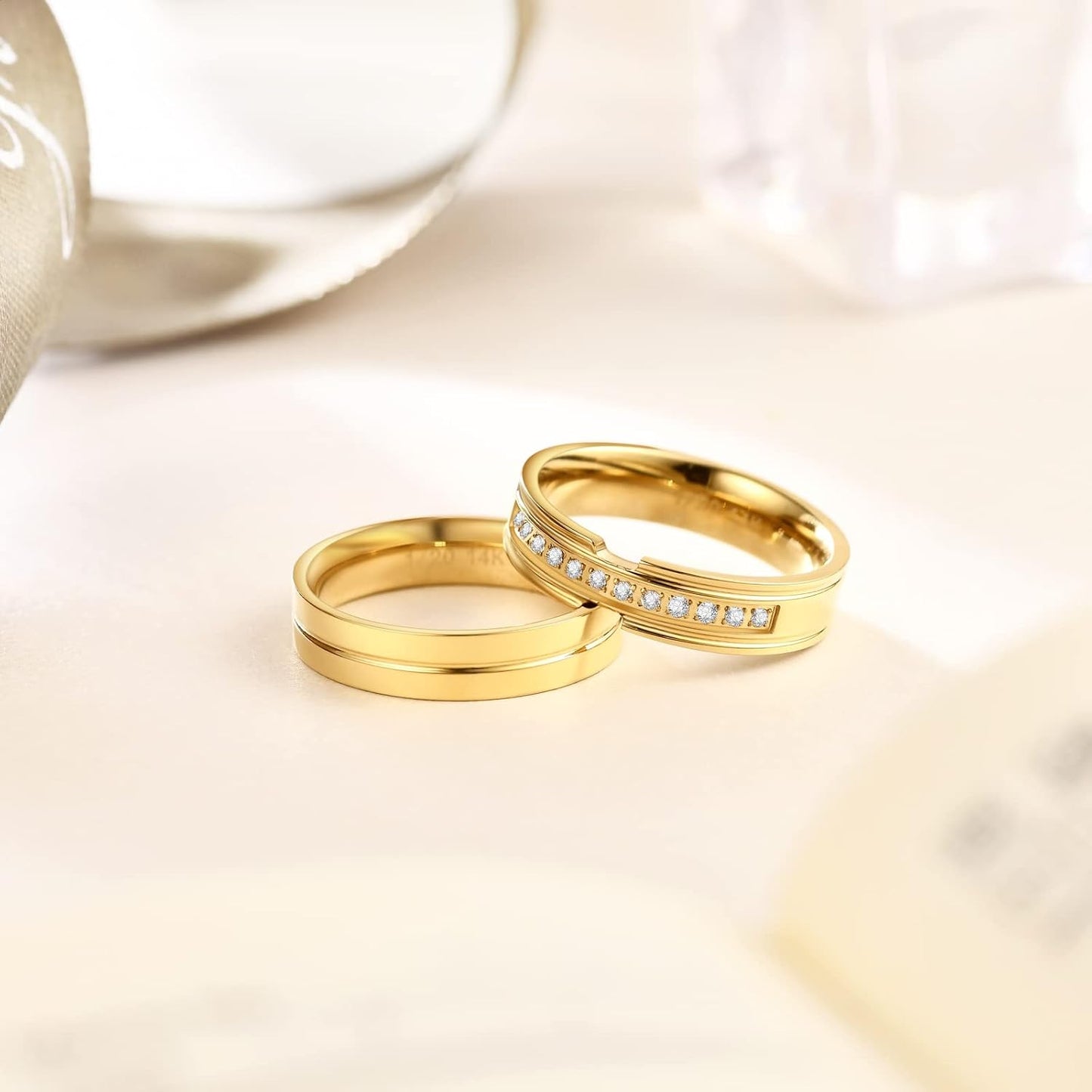 NOKMIT Anillos rellenos de oro de 14 quilates de 0.197 in para muje...