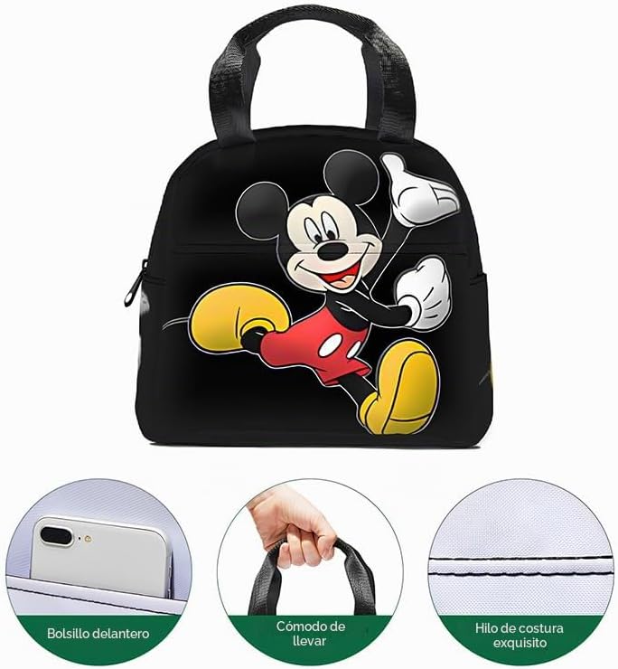 Mickey - Lonchera aislada, bolsa de almuerzo reutilizable para viaj...