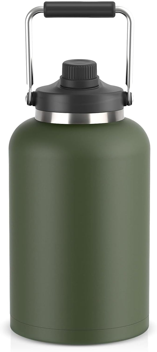 Luxgola Jarra de agua de 1 galón, botella aislada grande de acero i...