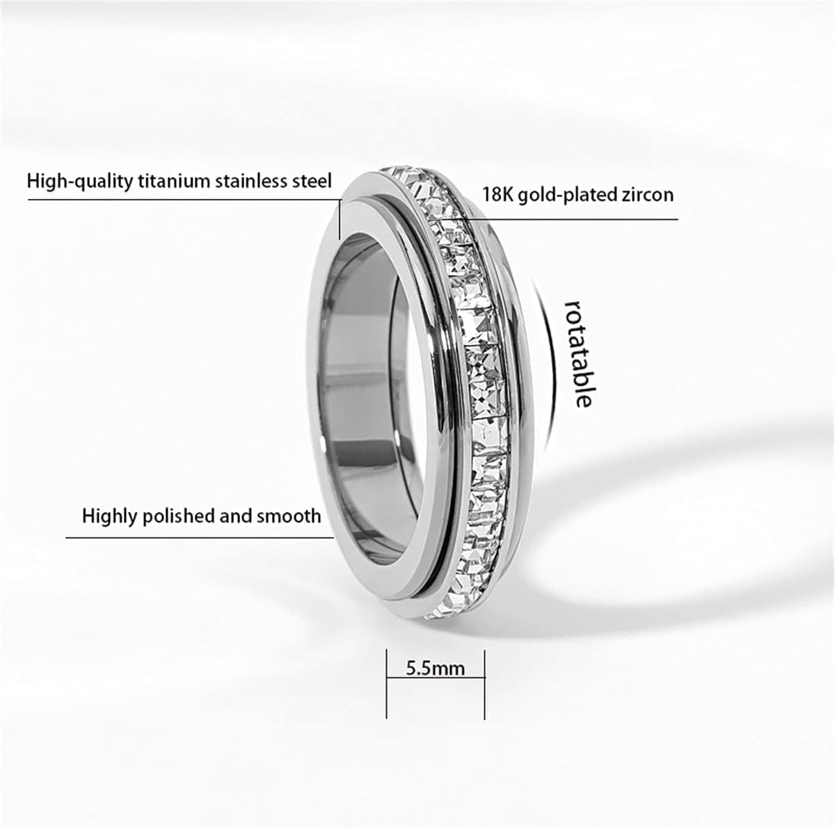 366DAYS Anillos de ansiedad para mujer Anillos de acero de titanio...