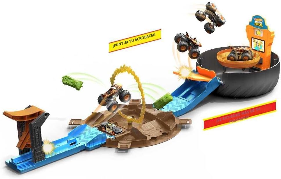 Hot Wheels Juego de camiones monstruo de juguete, funda en forma de...