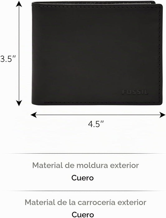 Fossil Derrick billetera de cuero con bloqueo RFID para hombre, ple...