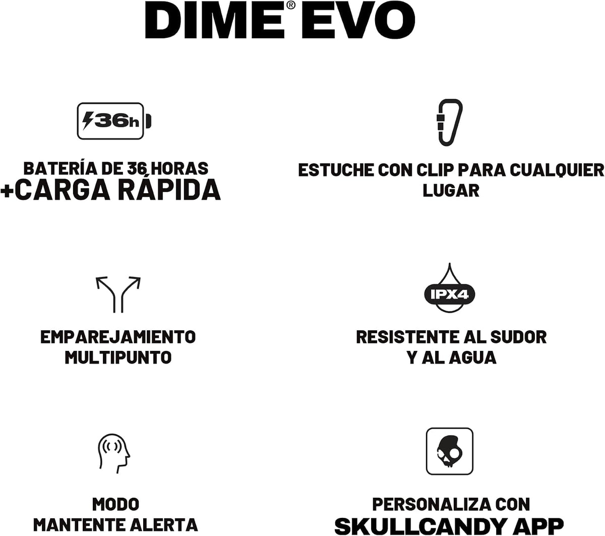 Skullcandy Dime Evo - Auriculares inalámbricos con estuche para cua...