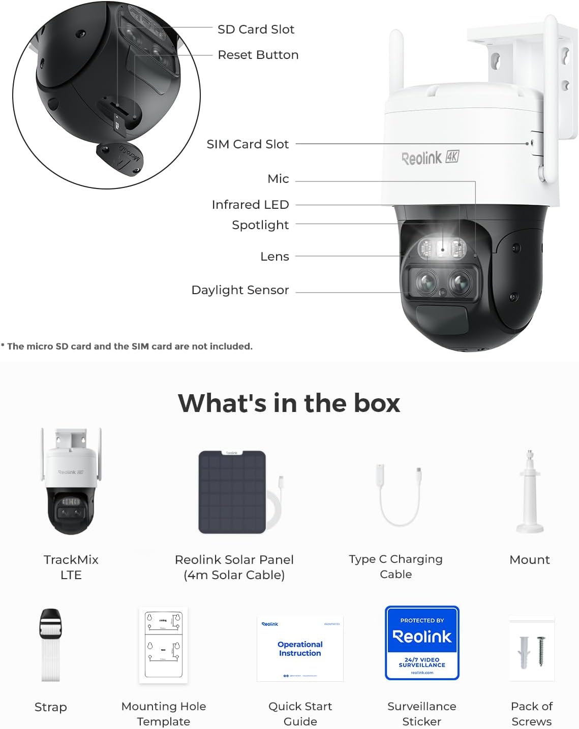 REOLINK Cámara de seguridad celular dual de la lente 4K al aire lib...
