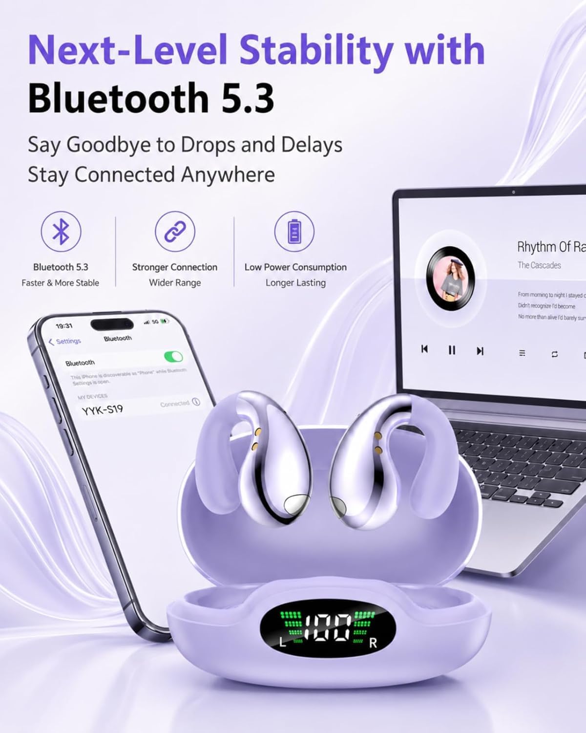 Boytond - Auriculares ultra abiertos, auriculares con clip, auricul...