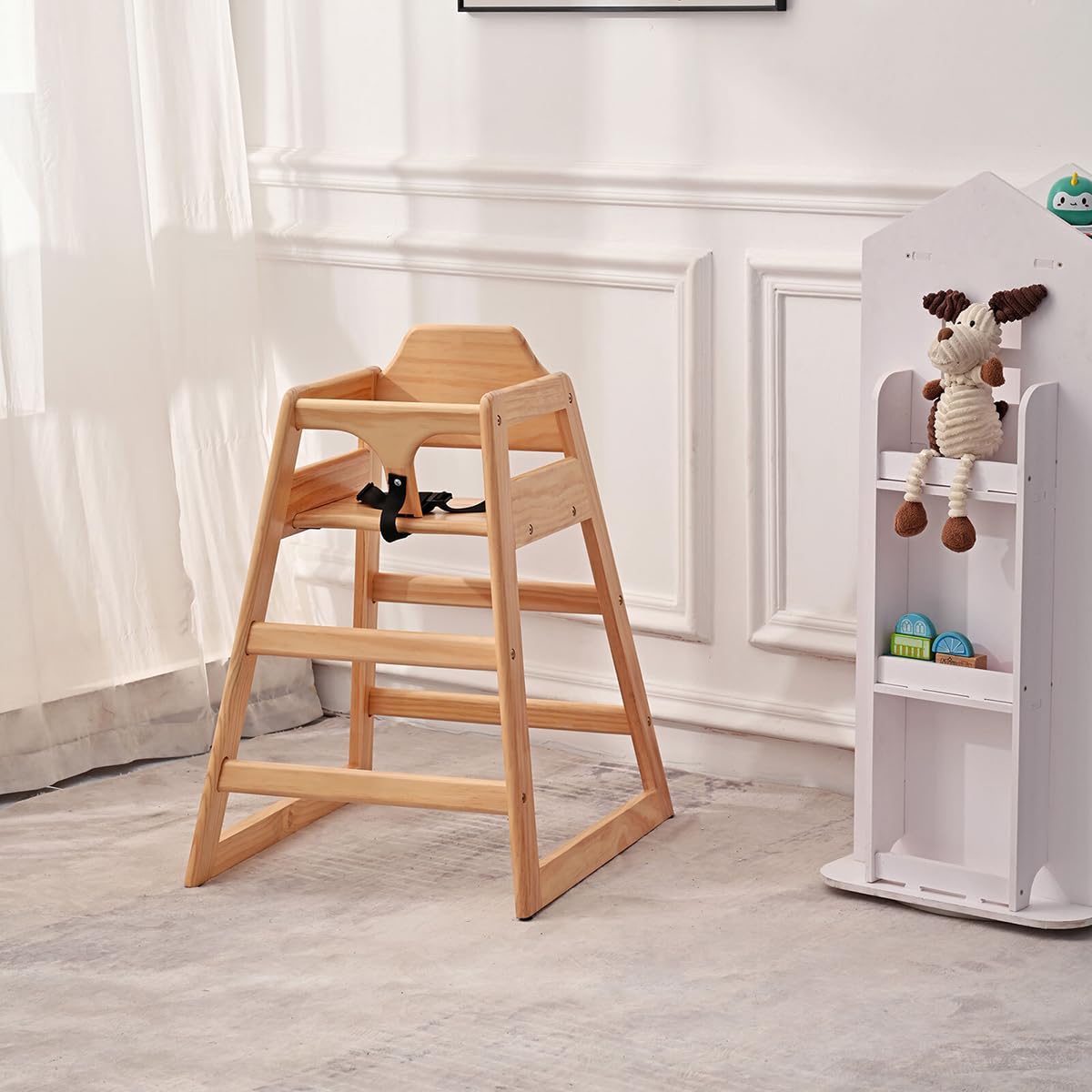 LZMS Trona de madera para bebés y niños pequeños, agradable al tact...