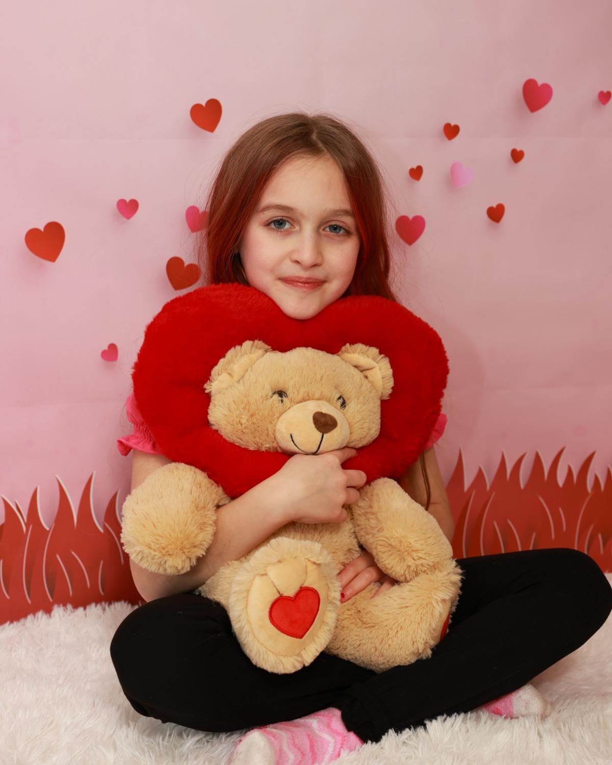 MaoGoLan Oso de peluche de San Valentín con capucha en forma de cor...