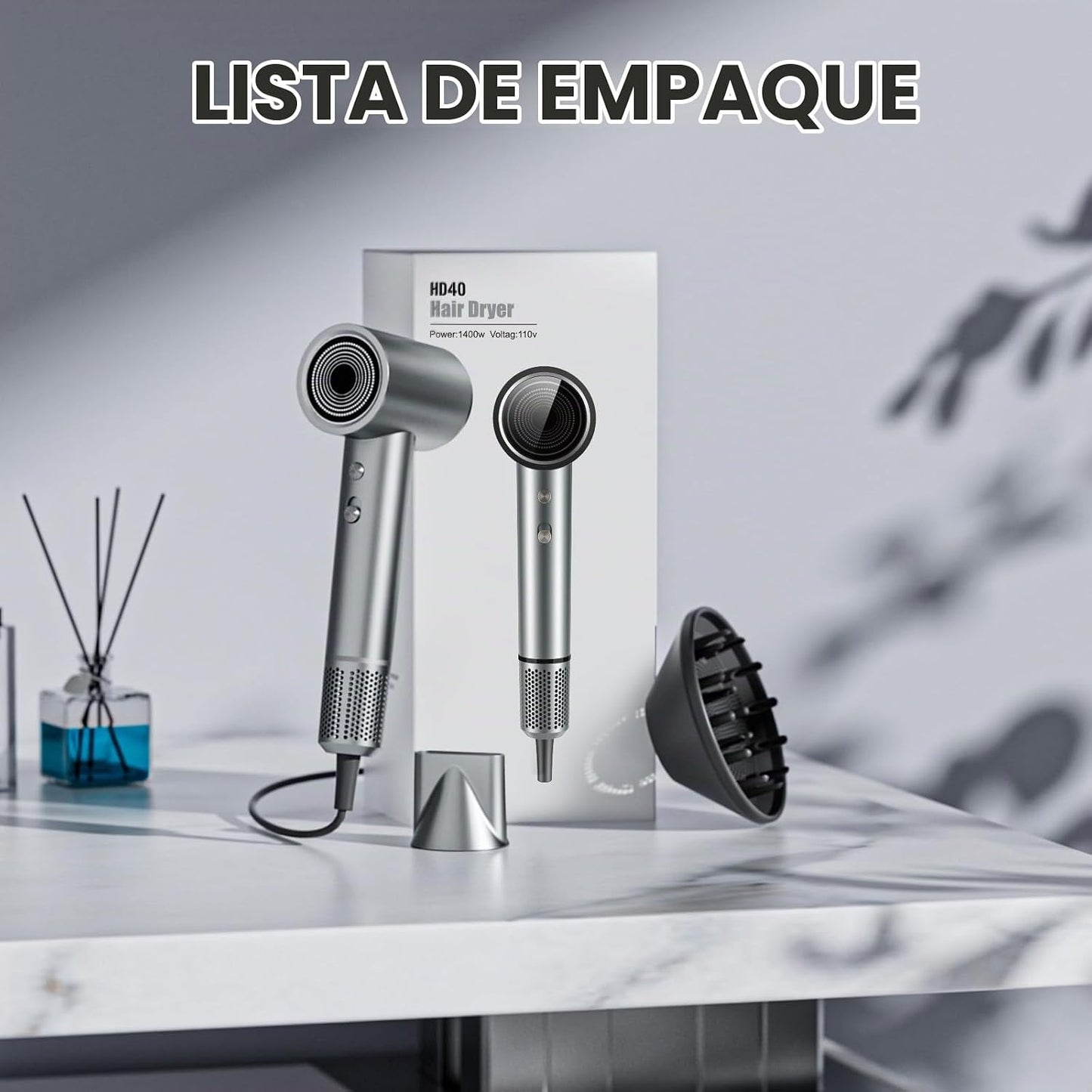 Secador de Pelo, Secador de Pelo Iónico Profesional para Secado Ráp...