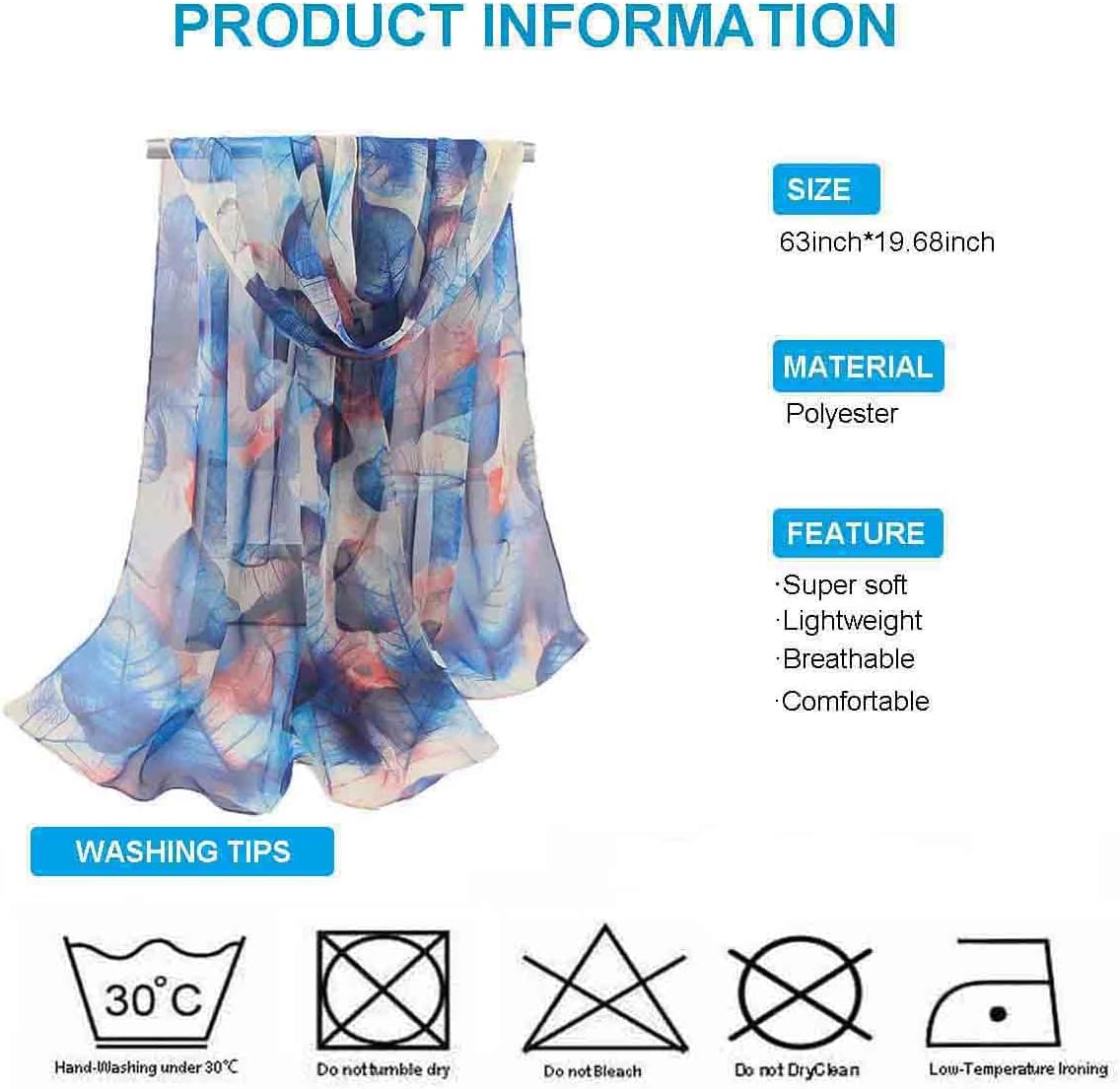 Xyueanlo Bufandas para mujer ligeras de moda con estampado floral,...