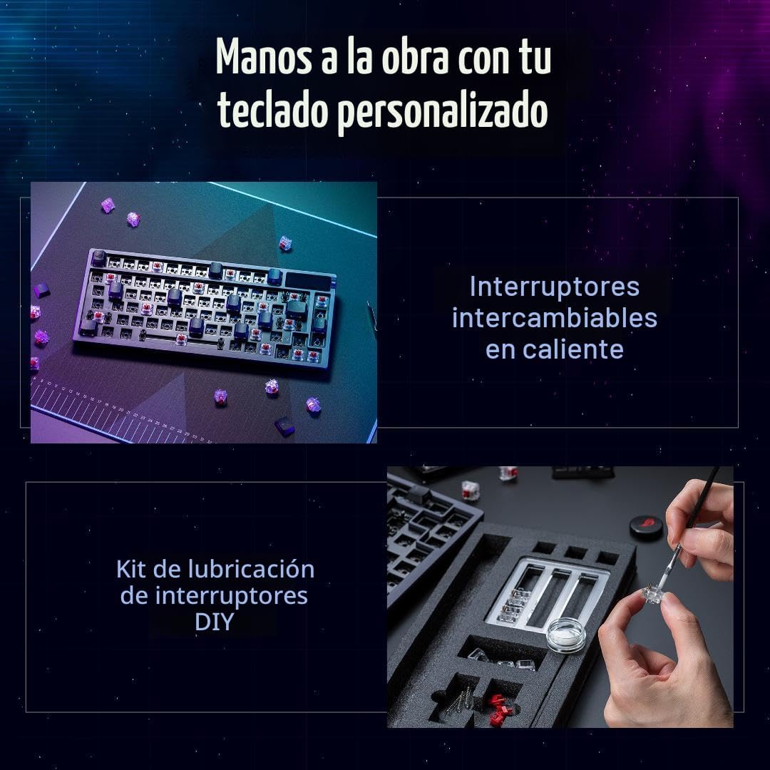 ASUS Teclado mecánico inalámbrico ROG Azoth para juegos, 75% TKL, c...
