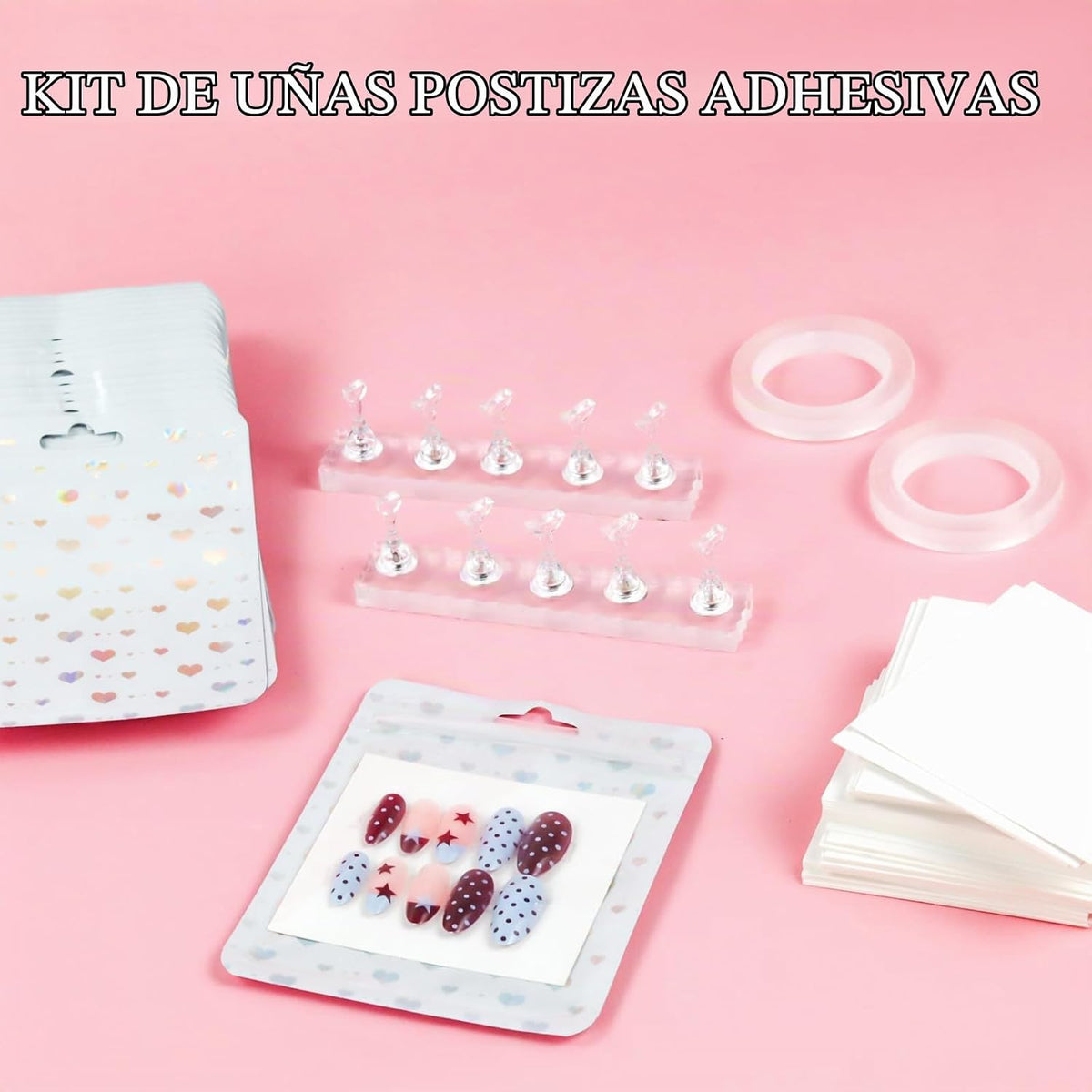 ESUOHYM 50 bolsas de embalaje de uñas con soporte de uñas para uñas...