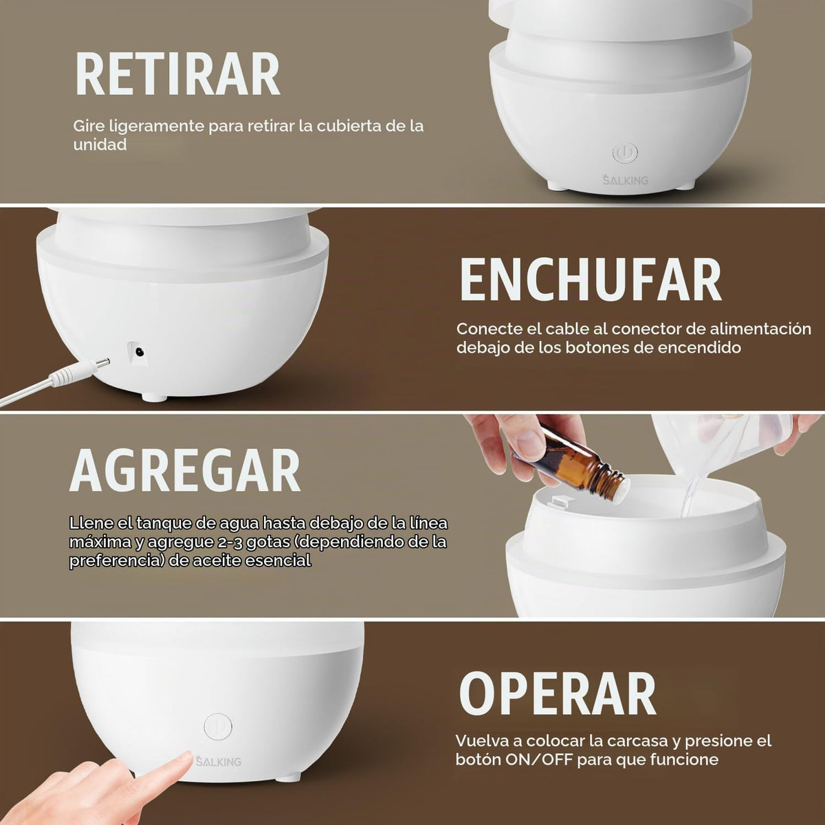 SALKING Difusor de Aceites Esenciales, Difusor de Aromaterapia Pequ...