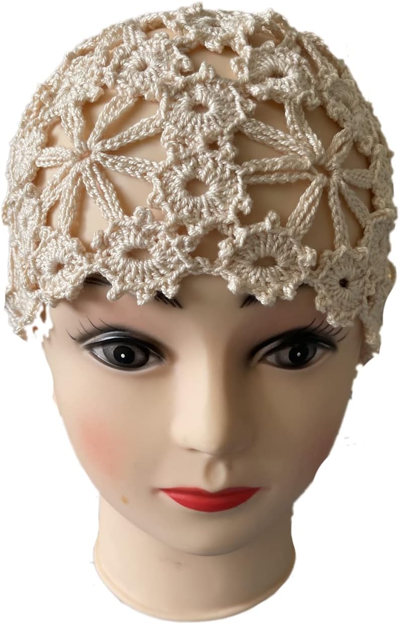 ALLDECOR Gorro de punto hecho a mano con estampado floral para muje...