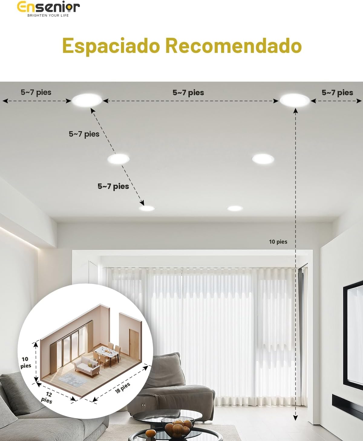 Ensenior paquete de 24 lámparas de techo empotrables LED de 6 pulga...