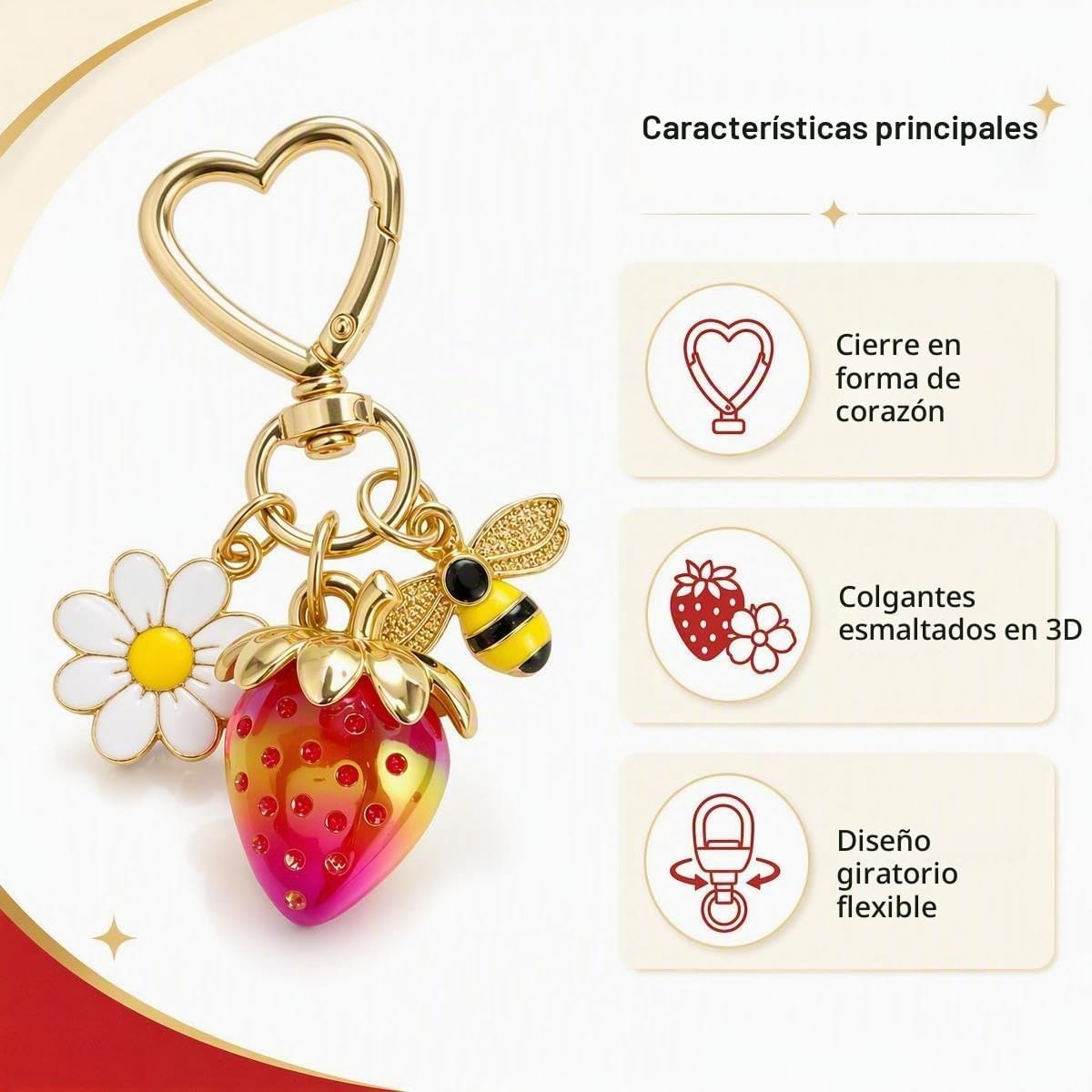 SIGZKK Lindo bolso de fresa para bolso de mano, llavero para mujer,...