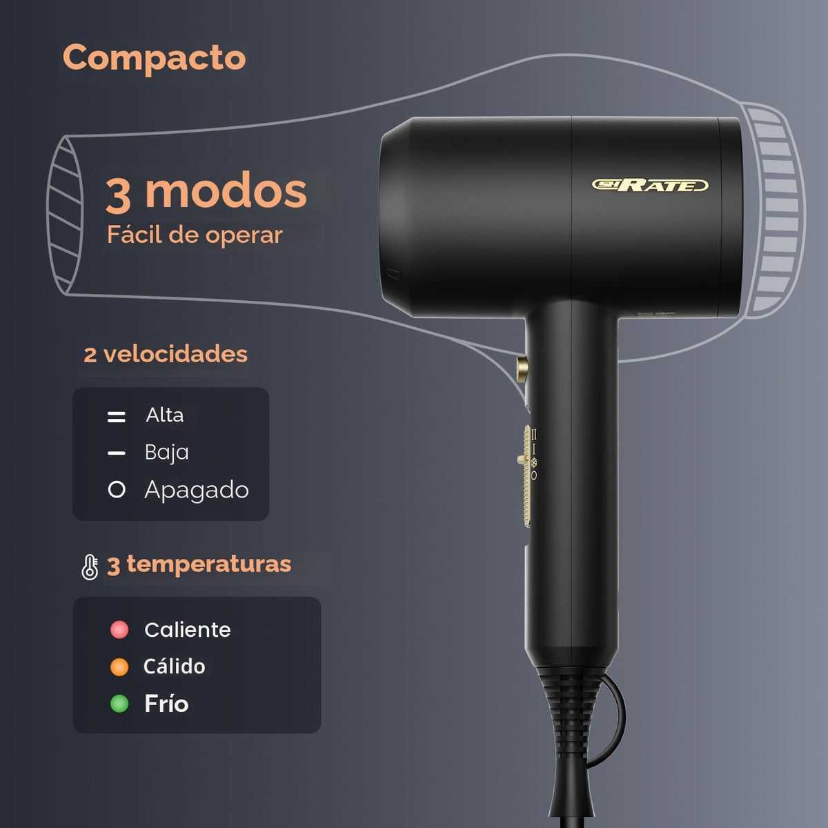 SHRATE Secador de pelo iónico con difusor | Secador profesional par...