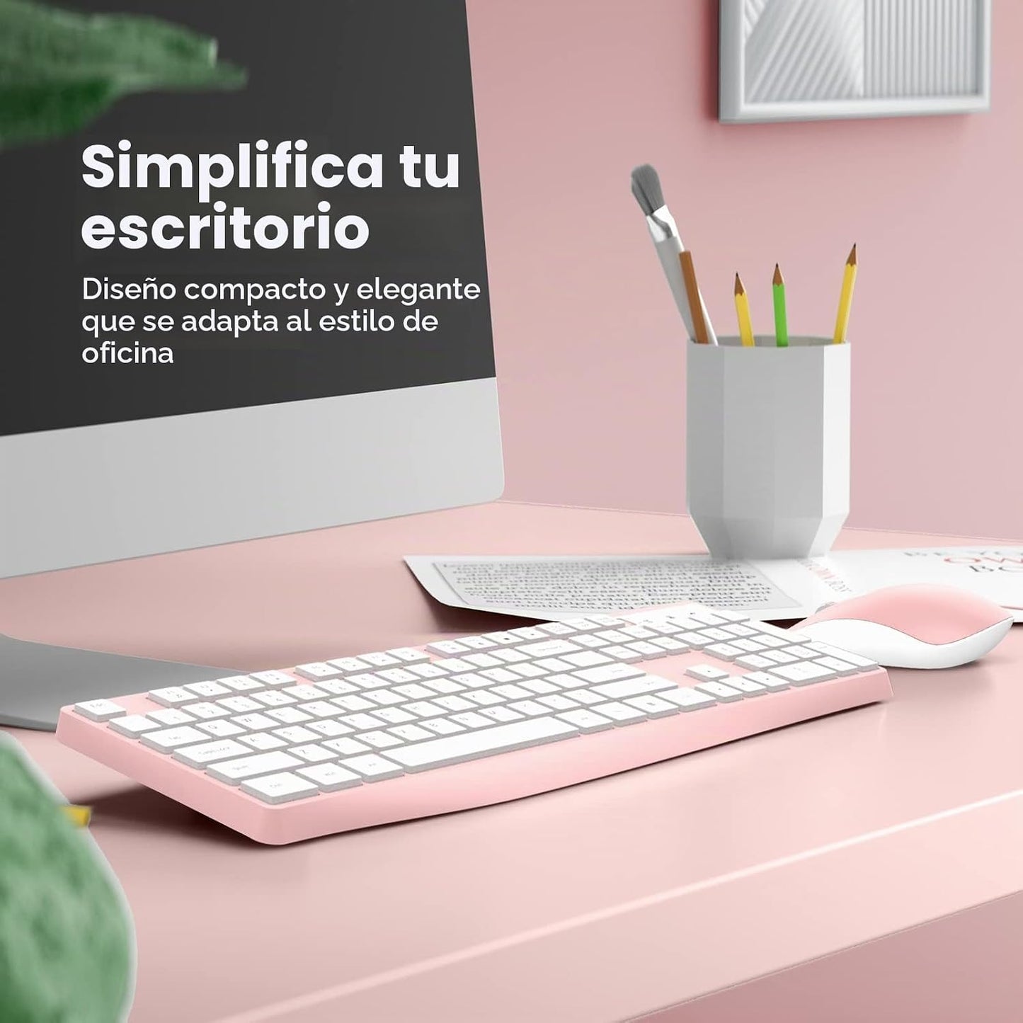 Combo de teclado y ratón inalámbricos, Lovaky teclado y ratón ergon...