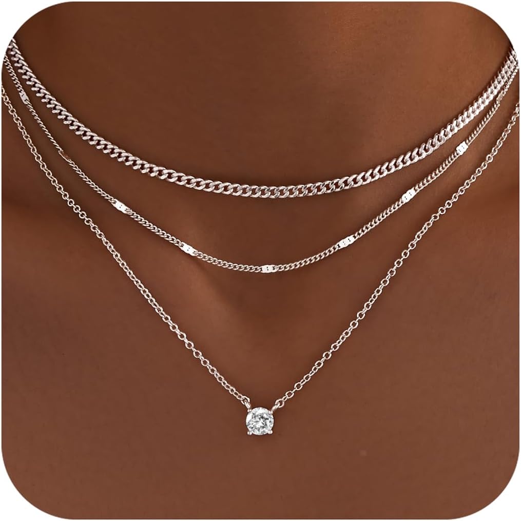 WomenGifts - Collares de oro en capas para mujer; delicado collar c...