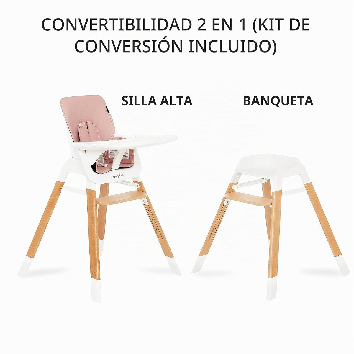 Dream On Me Nibble Trona de madera 2 en 1 | Silla de alimentación c...