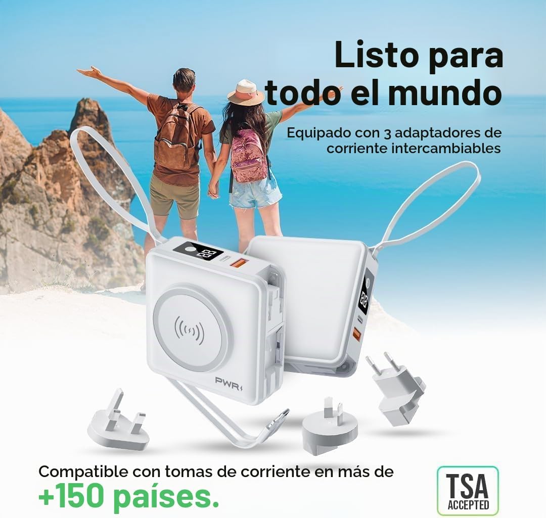 PWRMobile PWR Travel PRO - Banco de energía 5 en 1 con funda inclui...