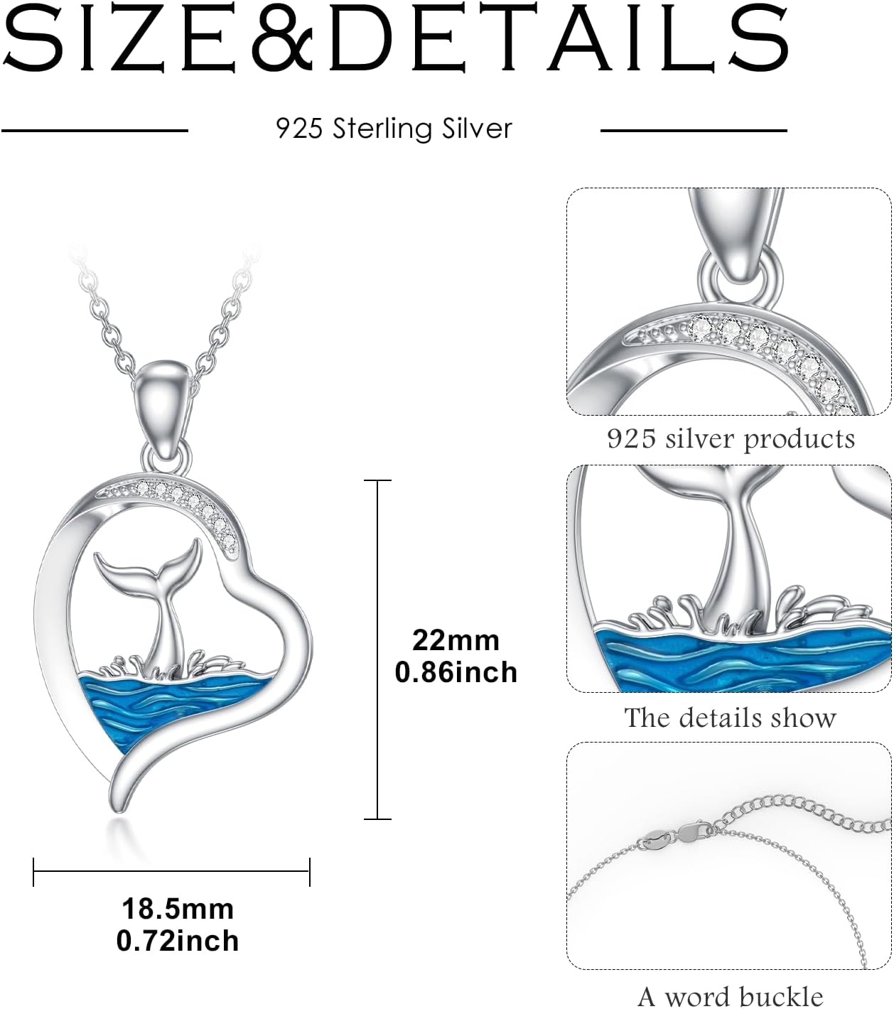 LWXIE Collar de playa de diamantes de plata de ley 925 con dije de...