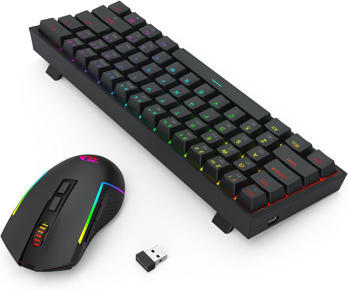 Redragon Teclado inalámbrico para juegos S144 Combo, K617 PRO 60% +...
