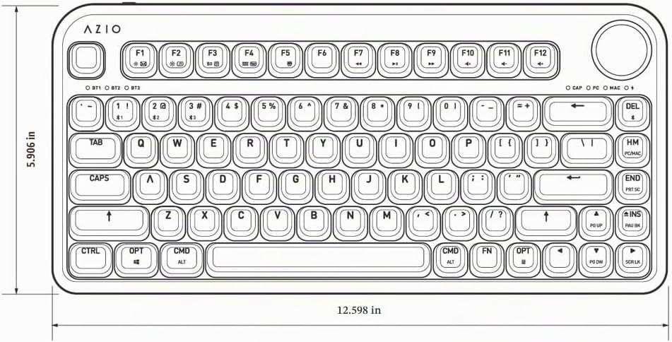 Azio IZO Teclado mecánico inalámbrico BT5\/USB para PC y Mac, Iris...